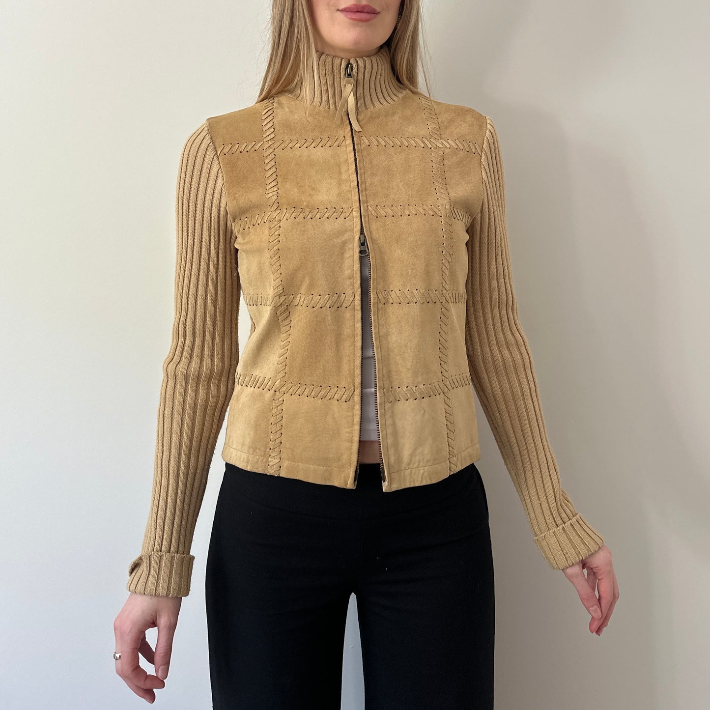Vintage suede knit jumper jacket