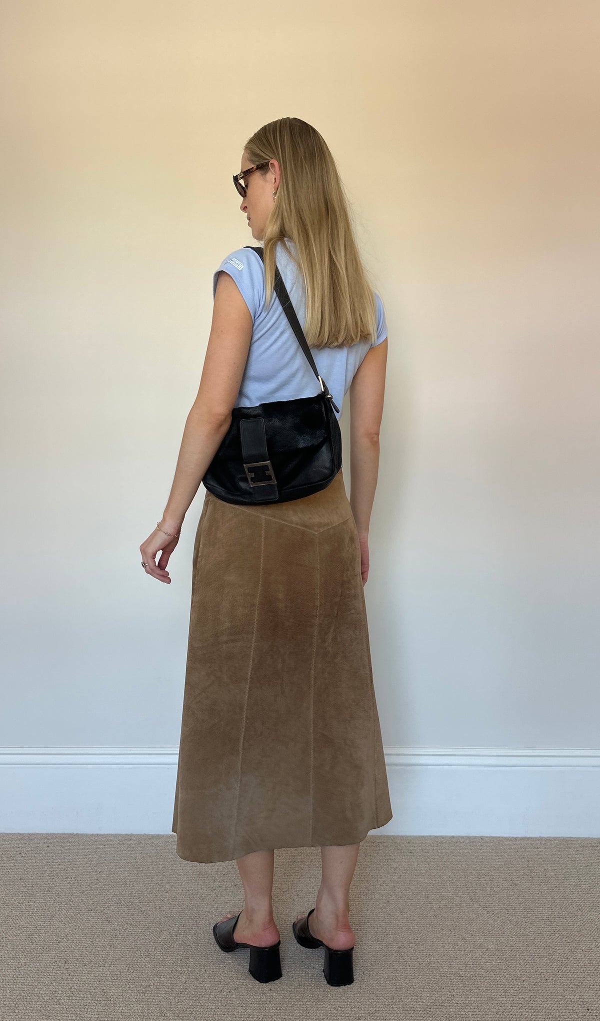 Vintage real suede skirt