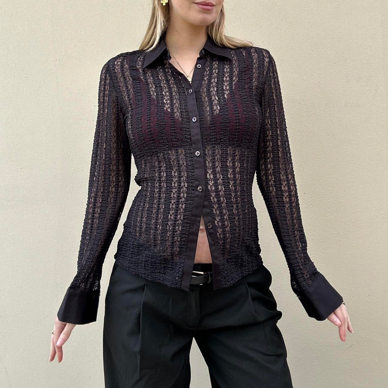 Vintage 00s sheer stretch blouse