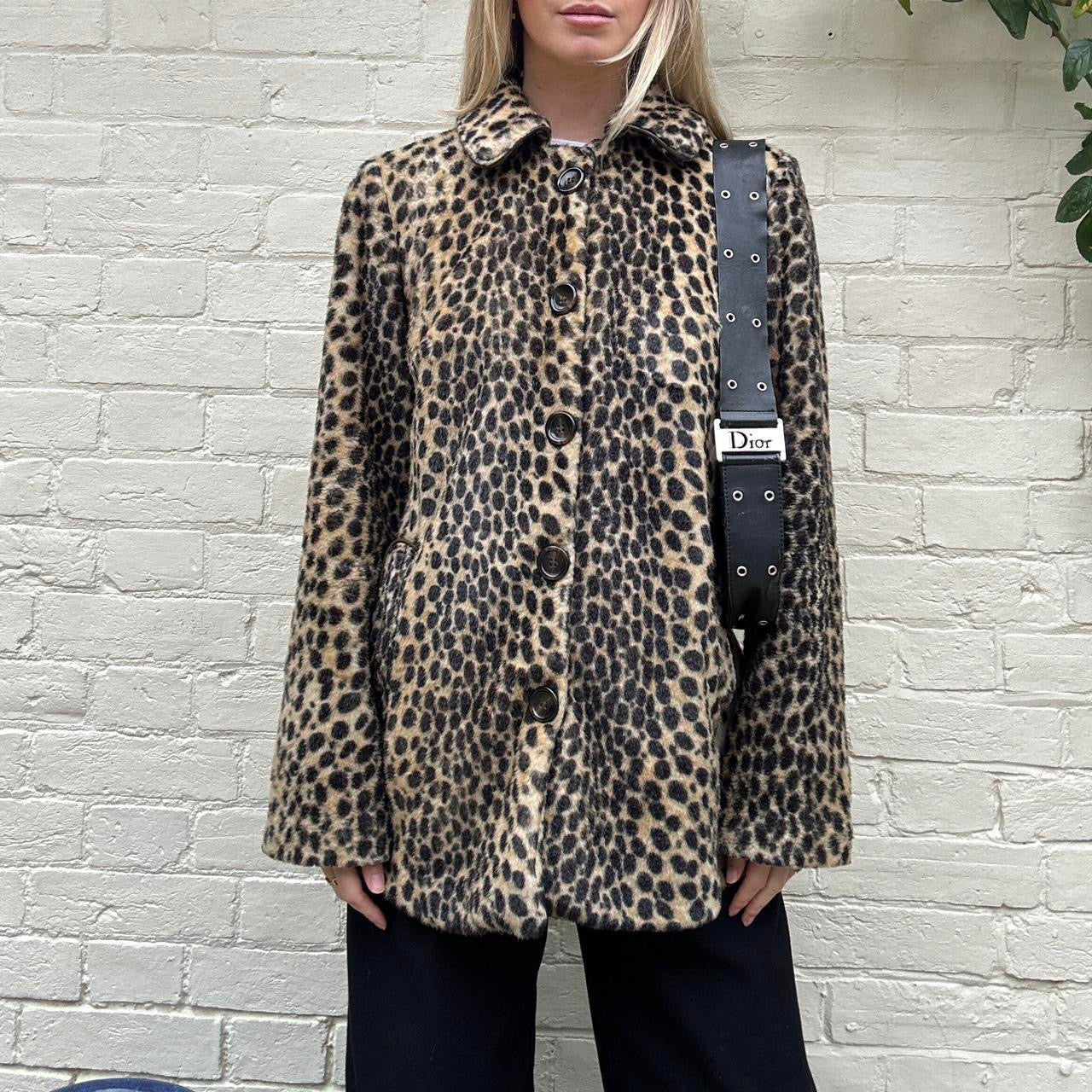 Faux fur leopard coat
