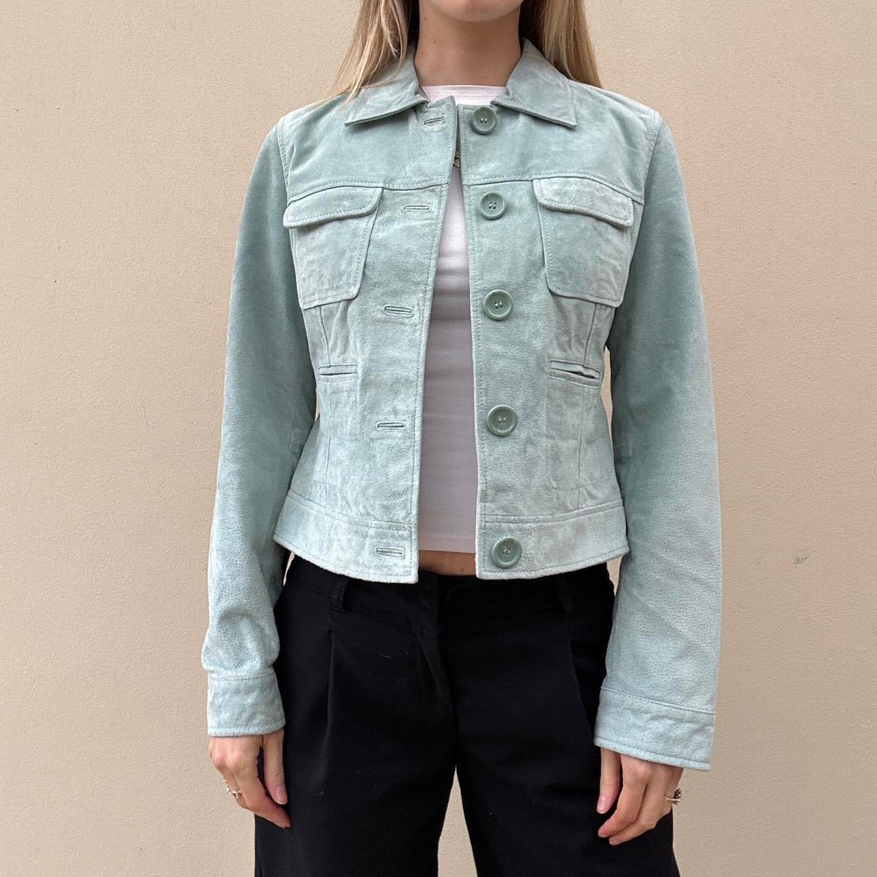 Vintage 90s real suede baby blue jacket