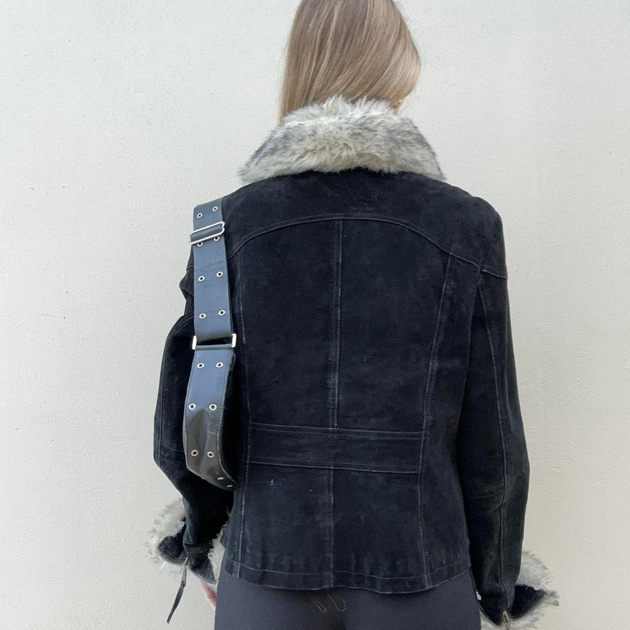 Vintage suede & fur trim jacket