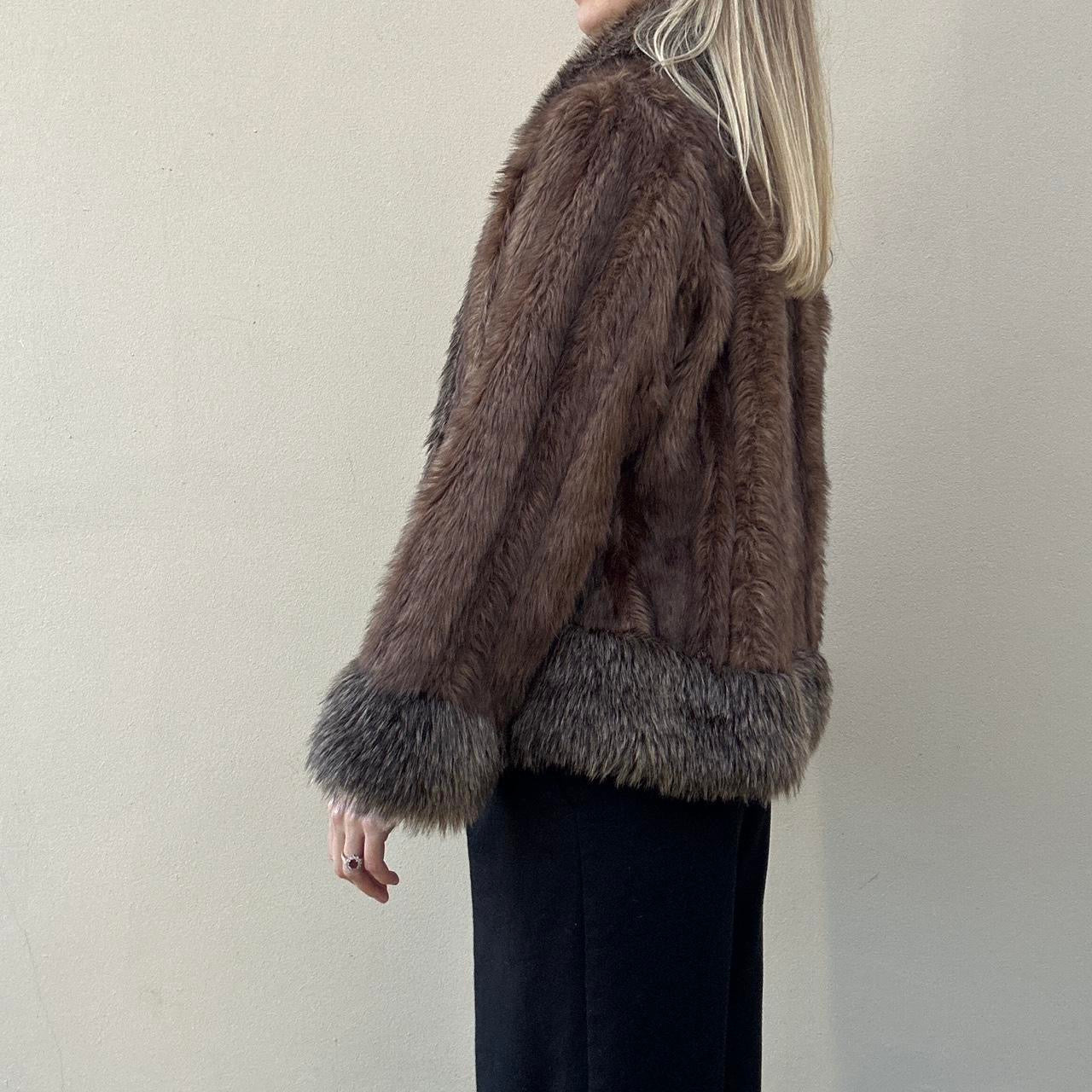Vintage 00s brown faux fur coat