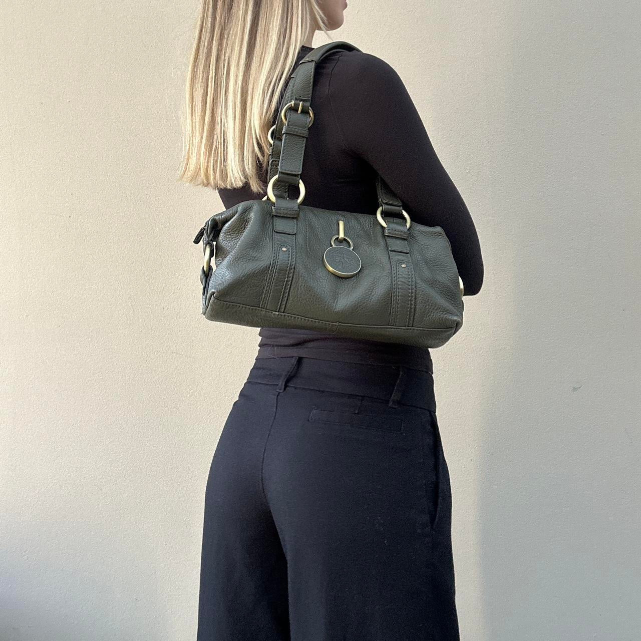Vintage 00s forest green leather bag