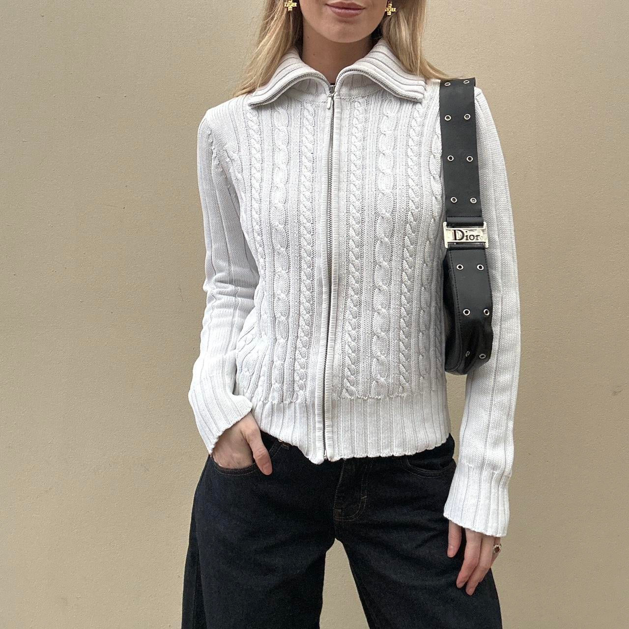 Vintage 00s zip cable knit jumper