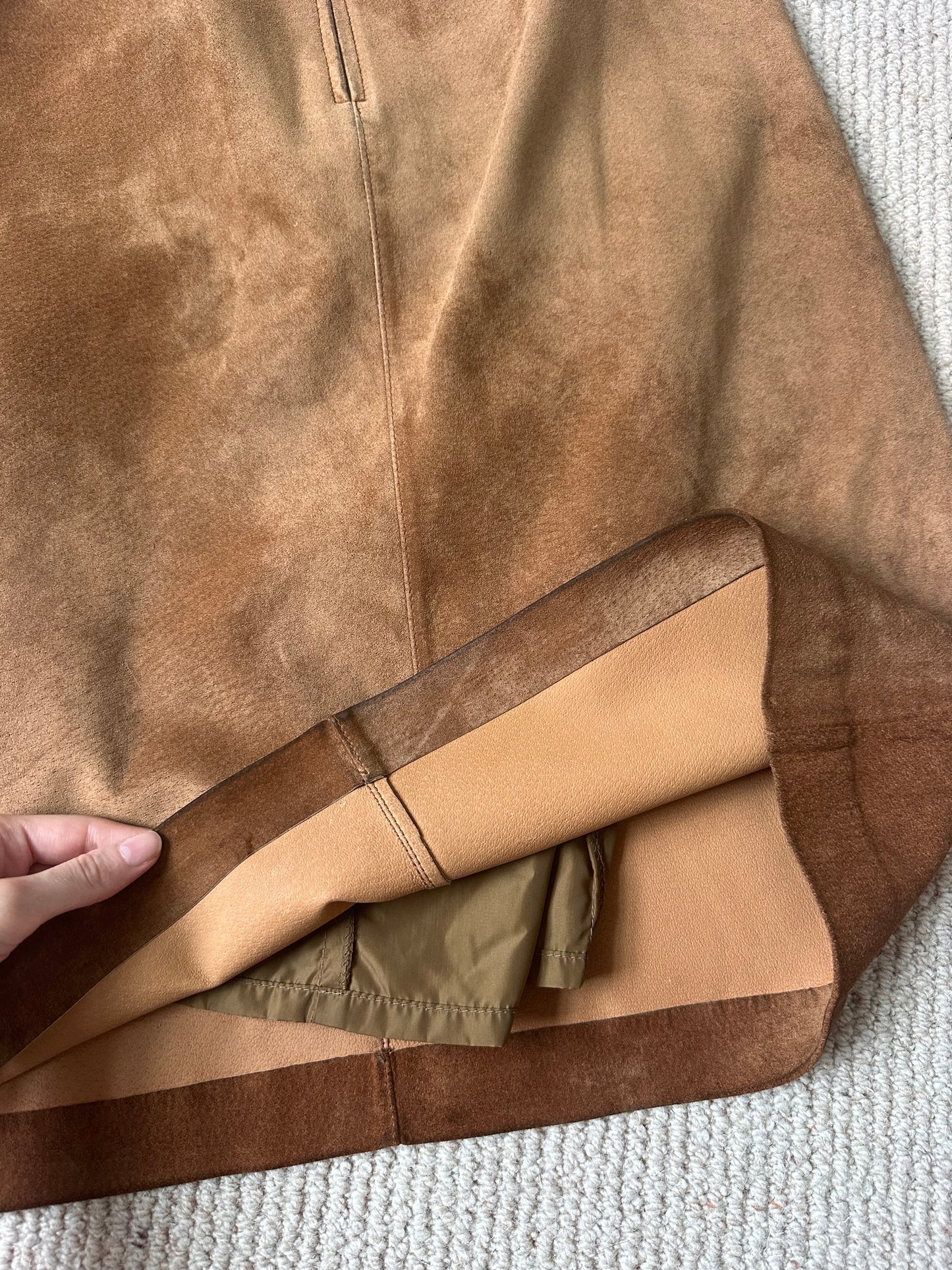 Vintage caramel suede skirt