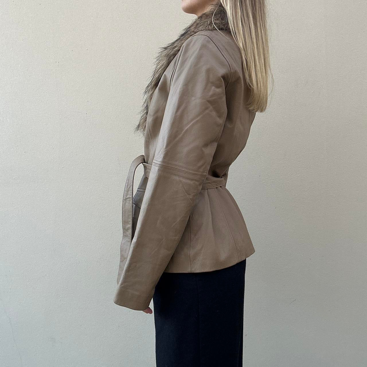 Vintage 90s leather & fur blazer