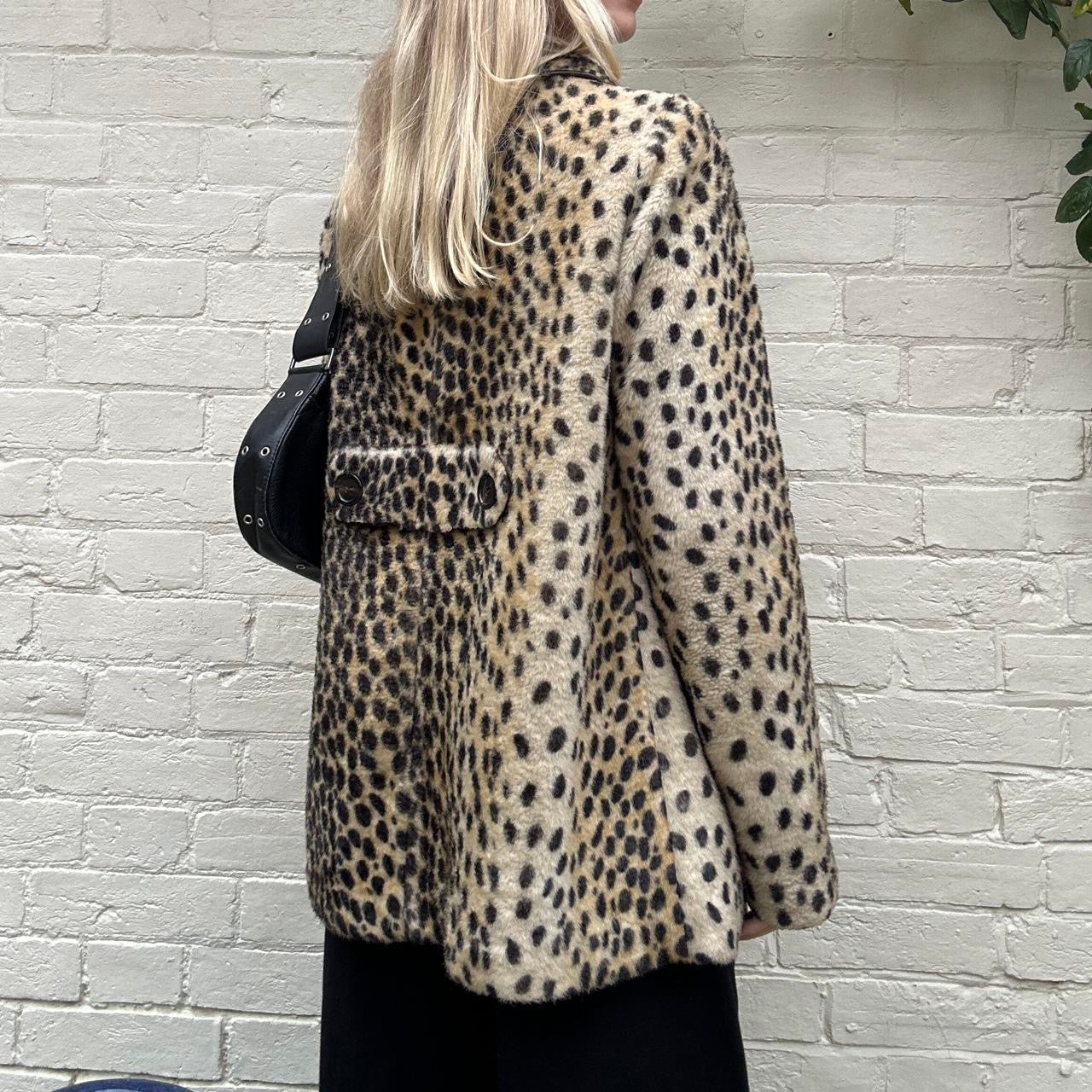 Faux fur leopard coat