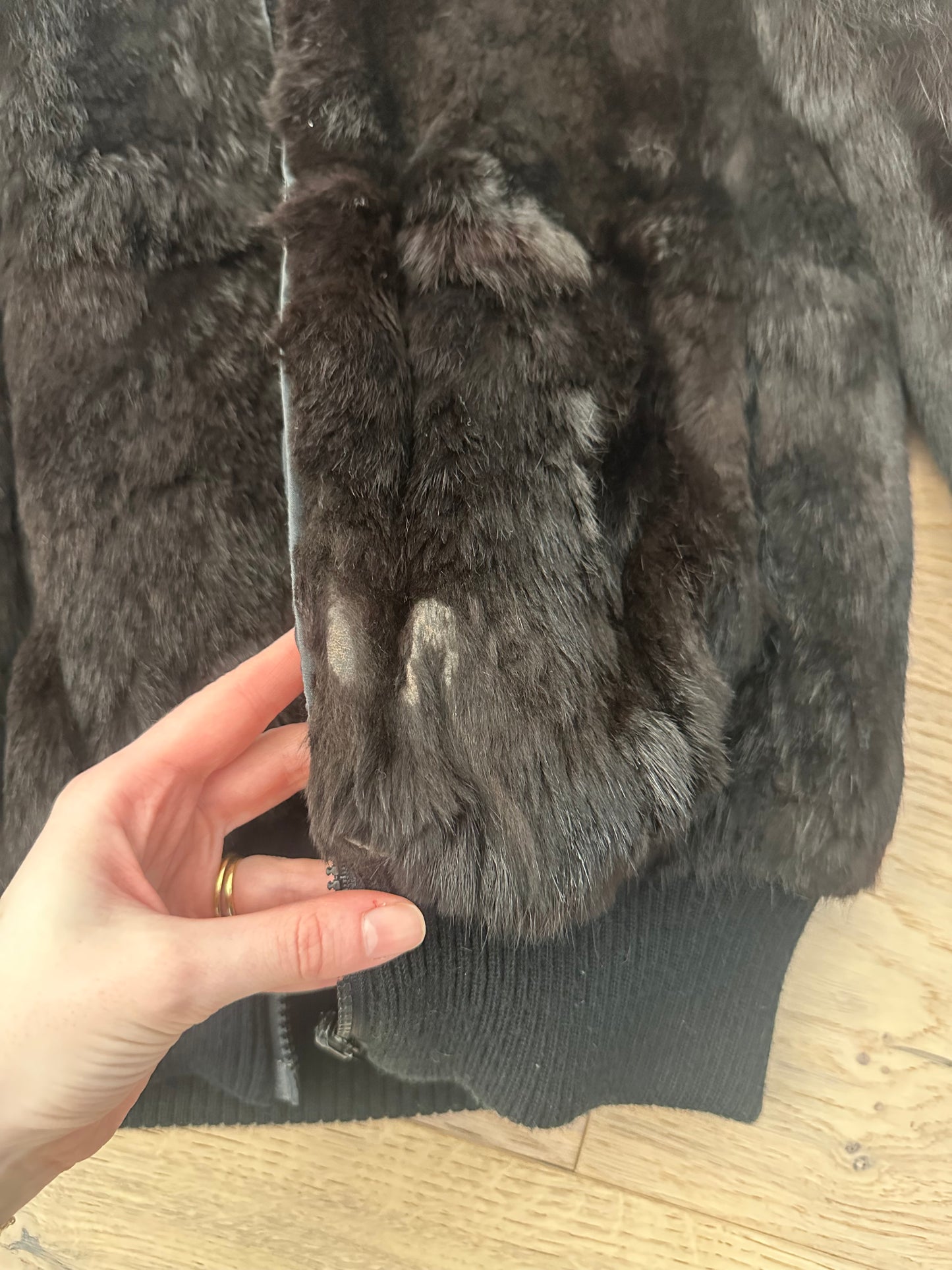 Vintage black fur bomber jacket