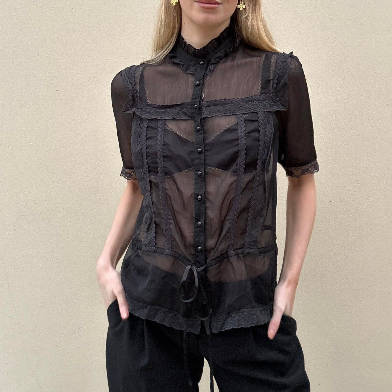 Vintage 00s sheer black top