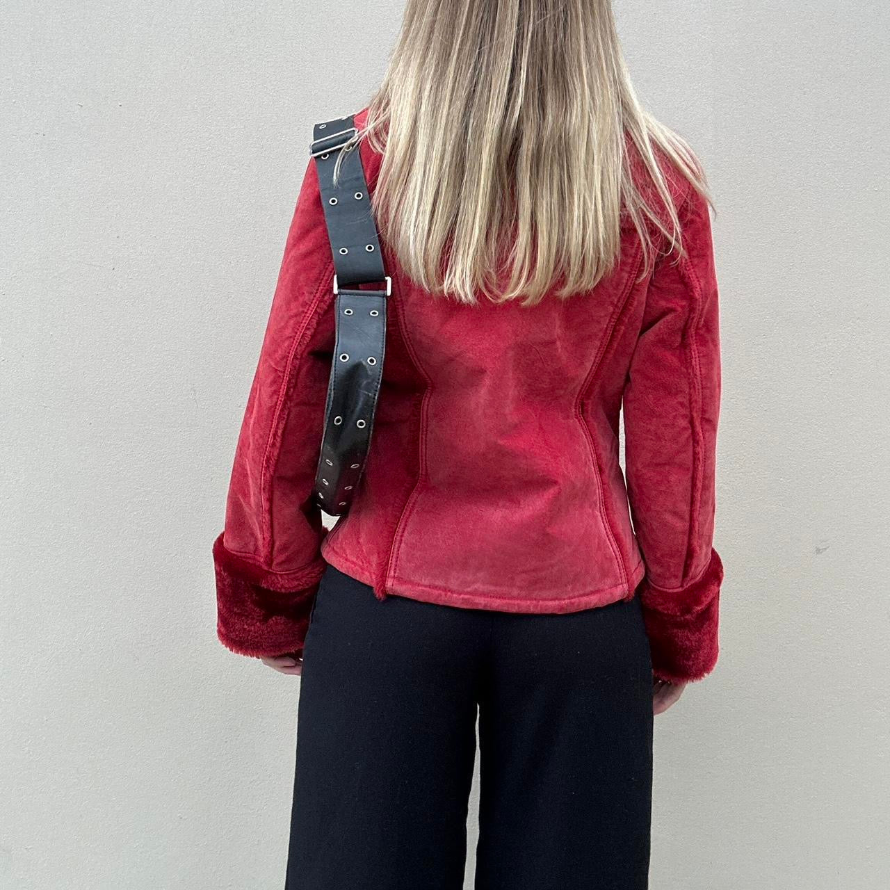 Vintage 00s red suede jacket