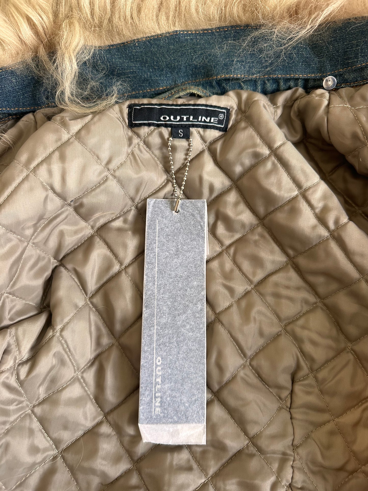 Vintage denim & Mongolian fur jacket
