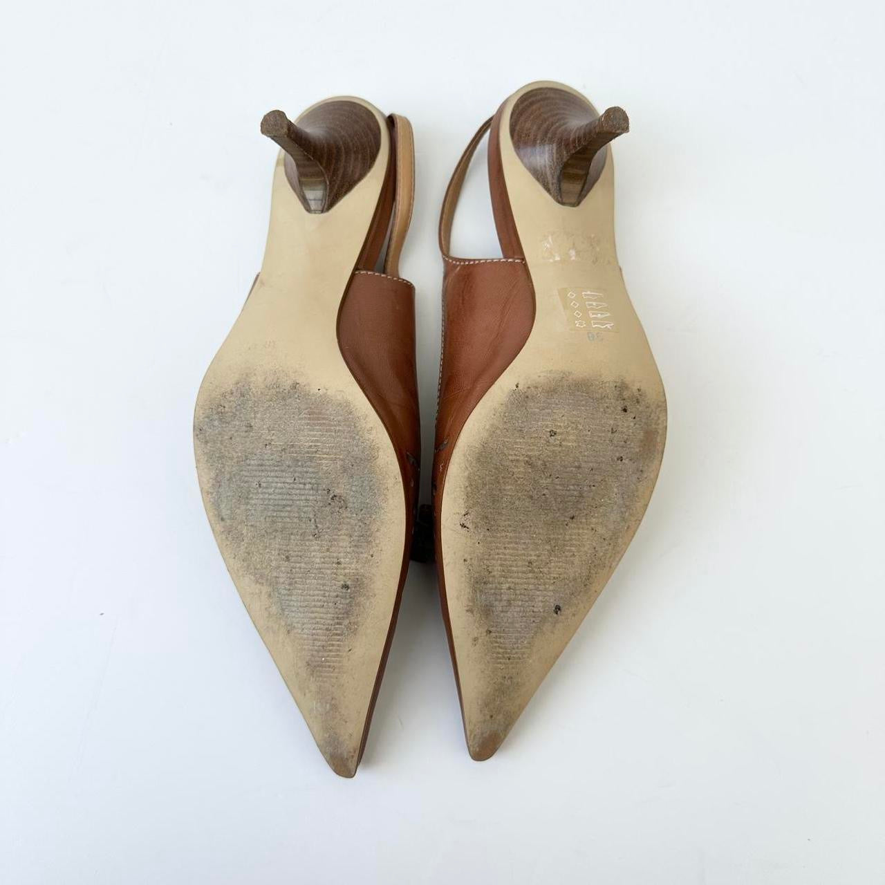 Vintage brown pointed kitten heels