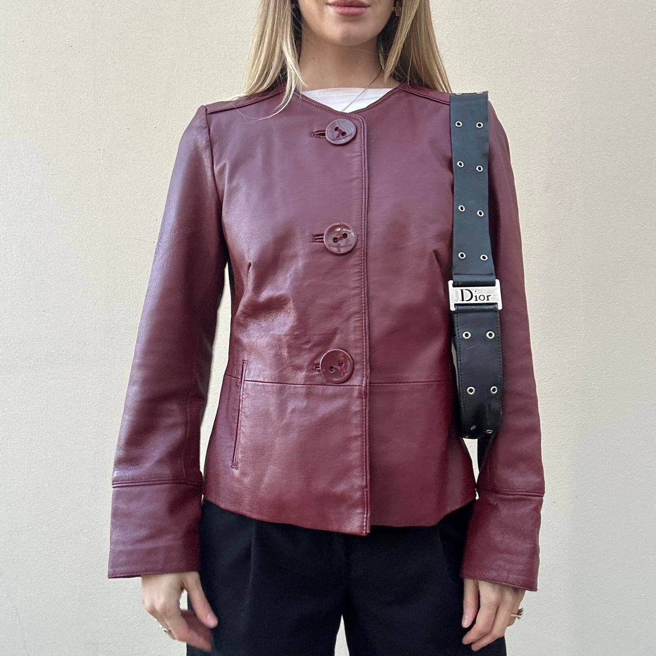 vintage burgundy leather jacket