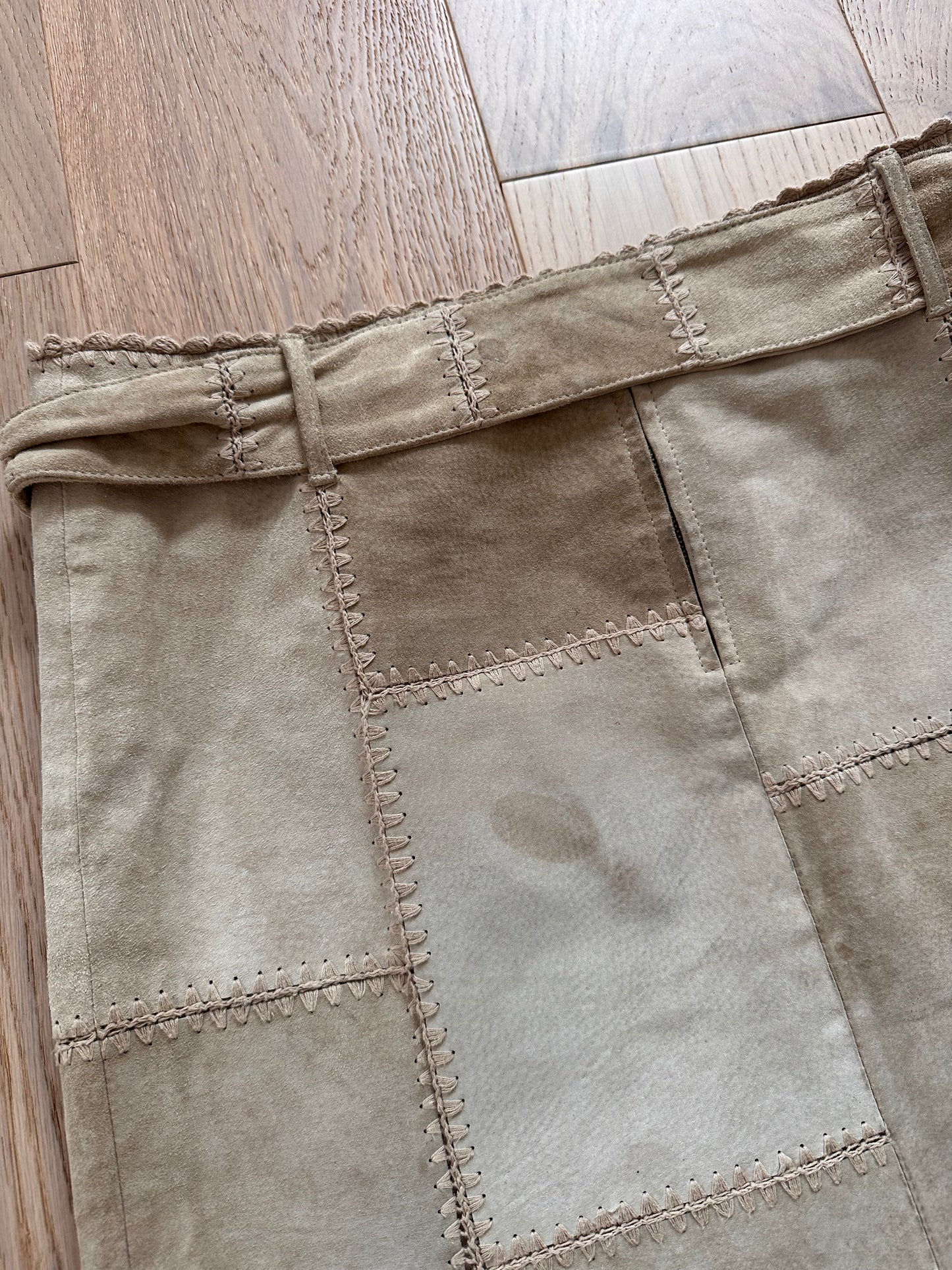 SALE vintage suede patchwork skirt