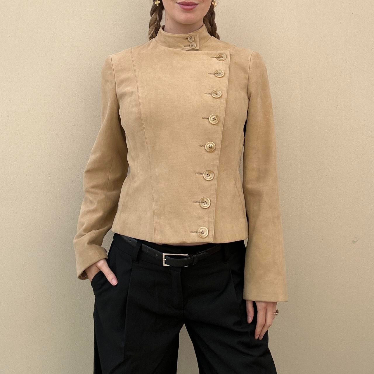 Vintage 00s asymmetric camel jacket