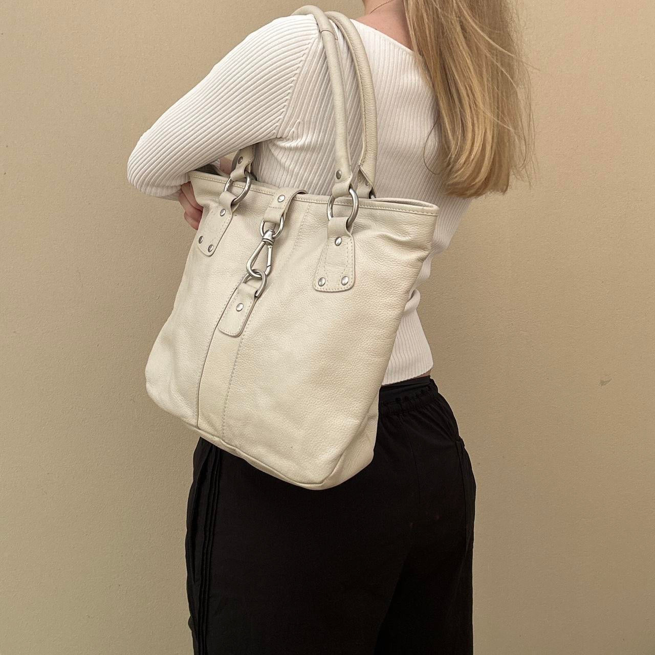 Cream leather bag