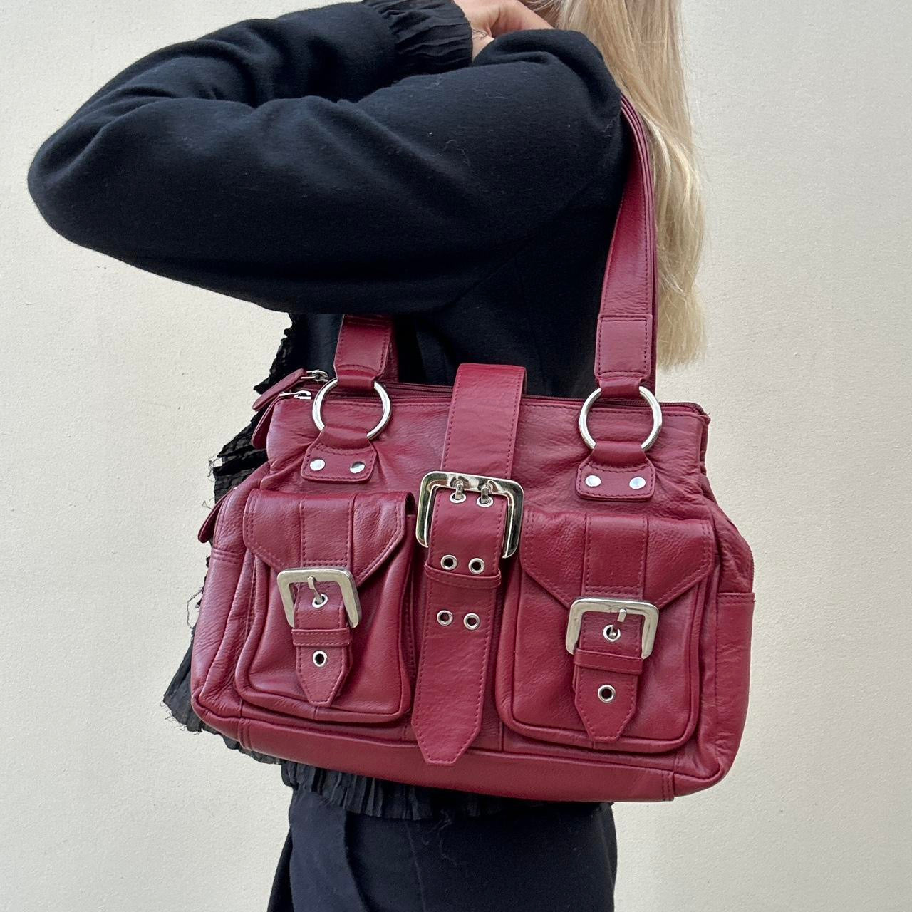 Vintage 00s burgundy buckle bag