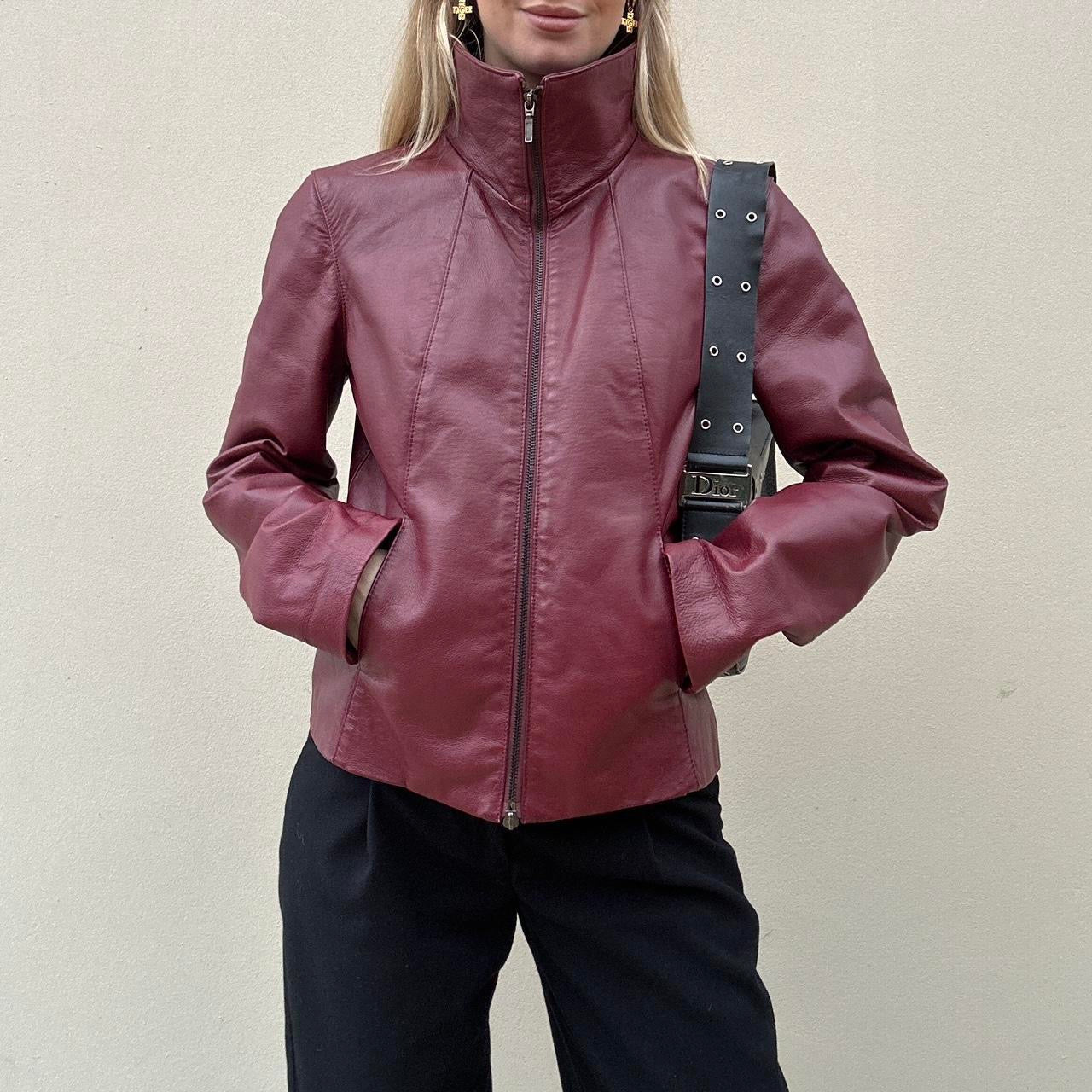Vintage 00s burgundy leather jacket