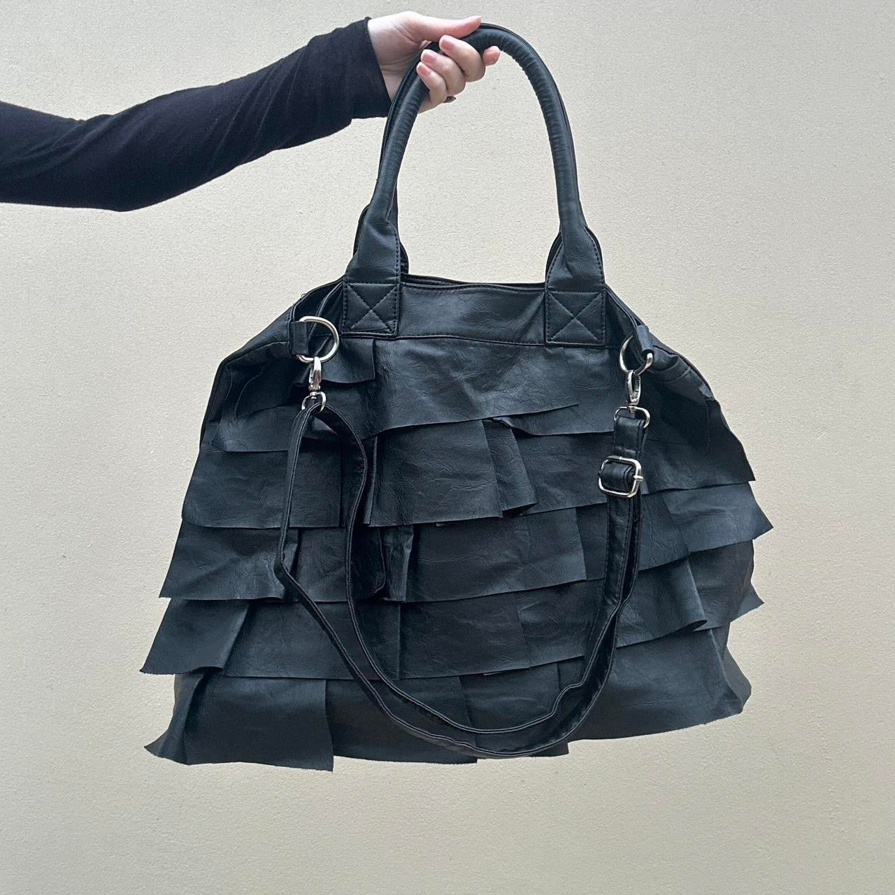 Vintage Black ruffle bag
