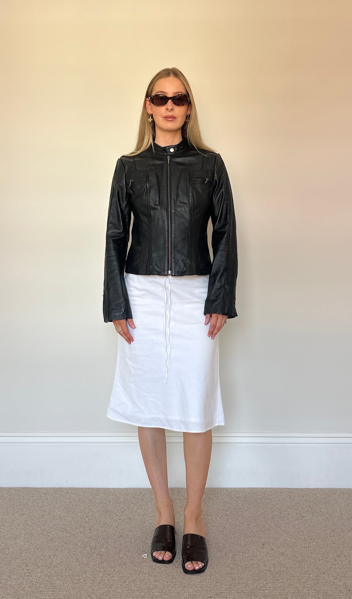 Vintage black leather biker jacket