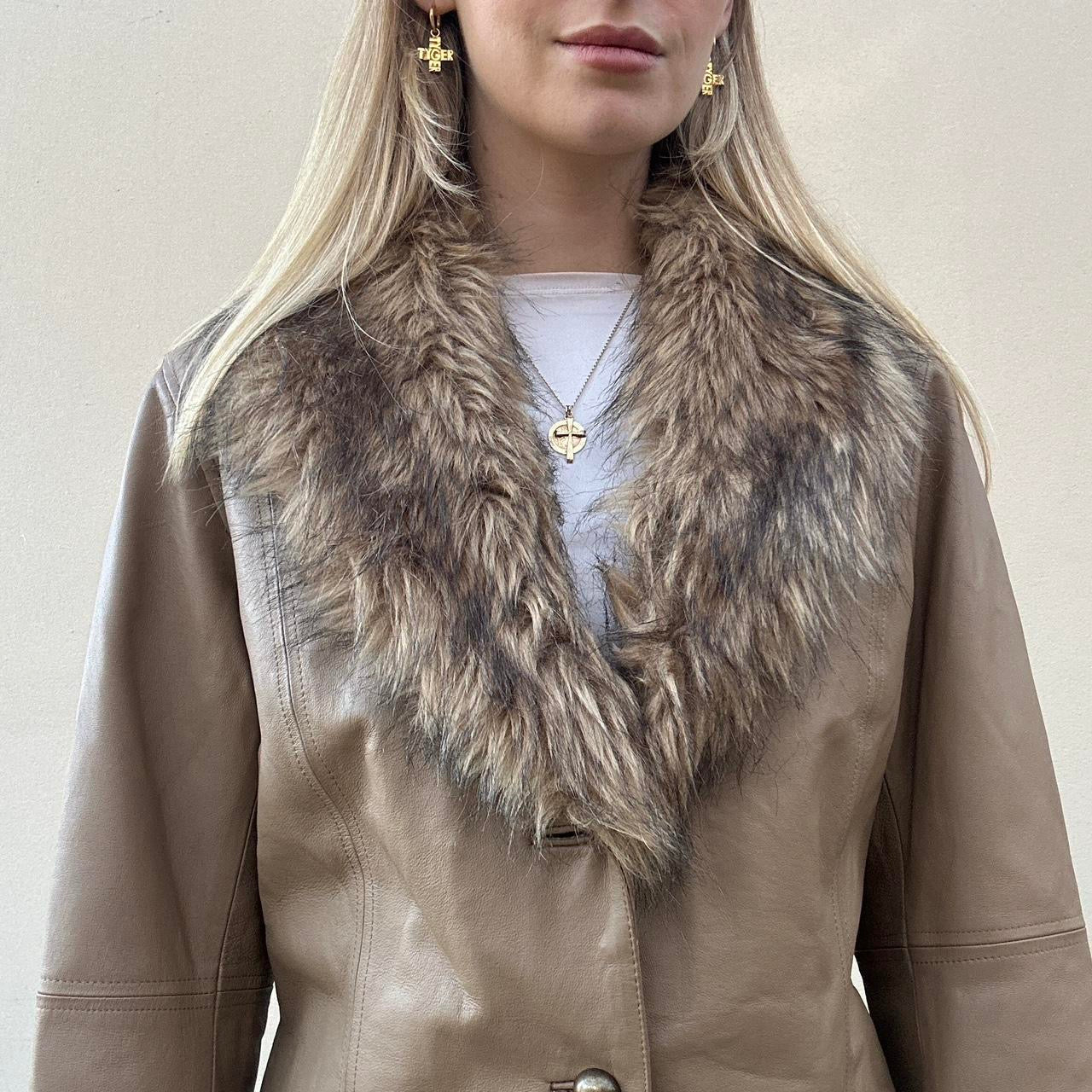 Vintage 90s leather & fur blazer