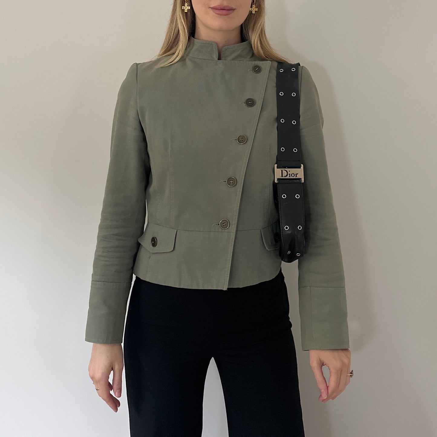 Vintage khaki asymmetric jacket