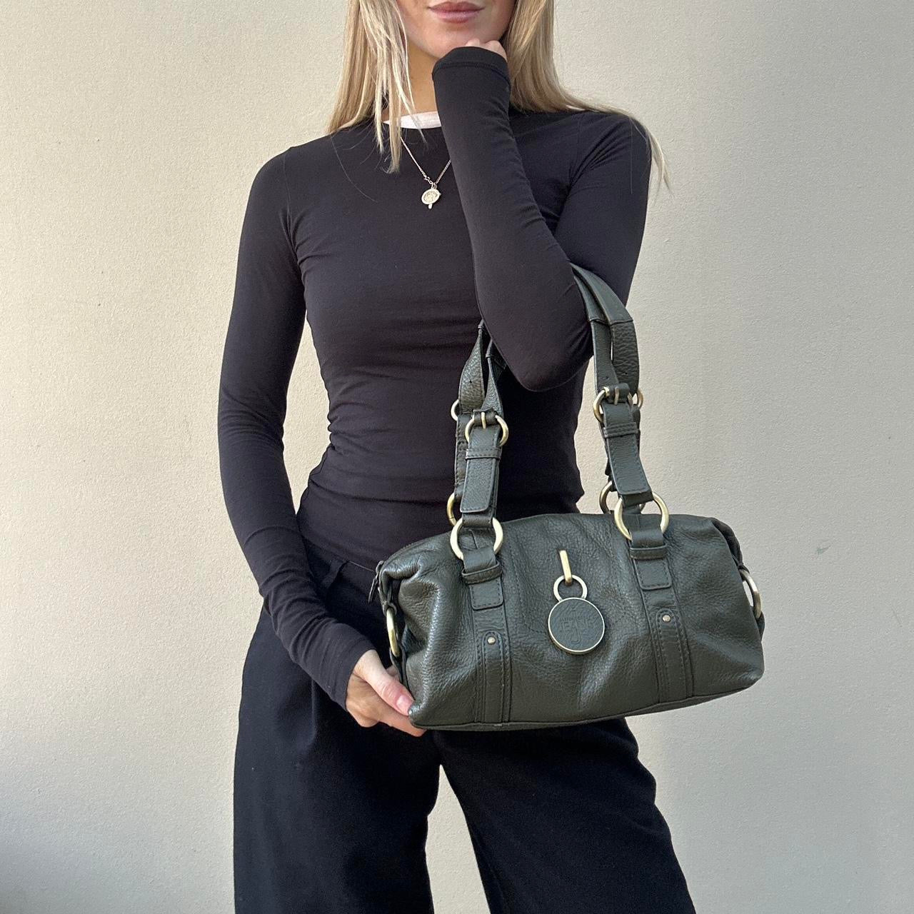 Vintage 00s forest green leather bag
