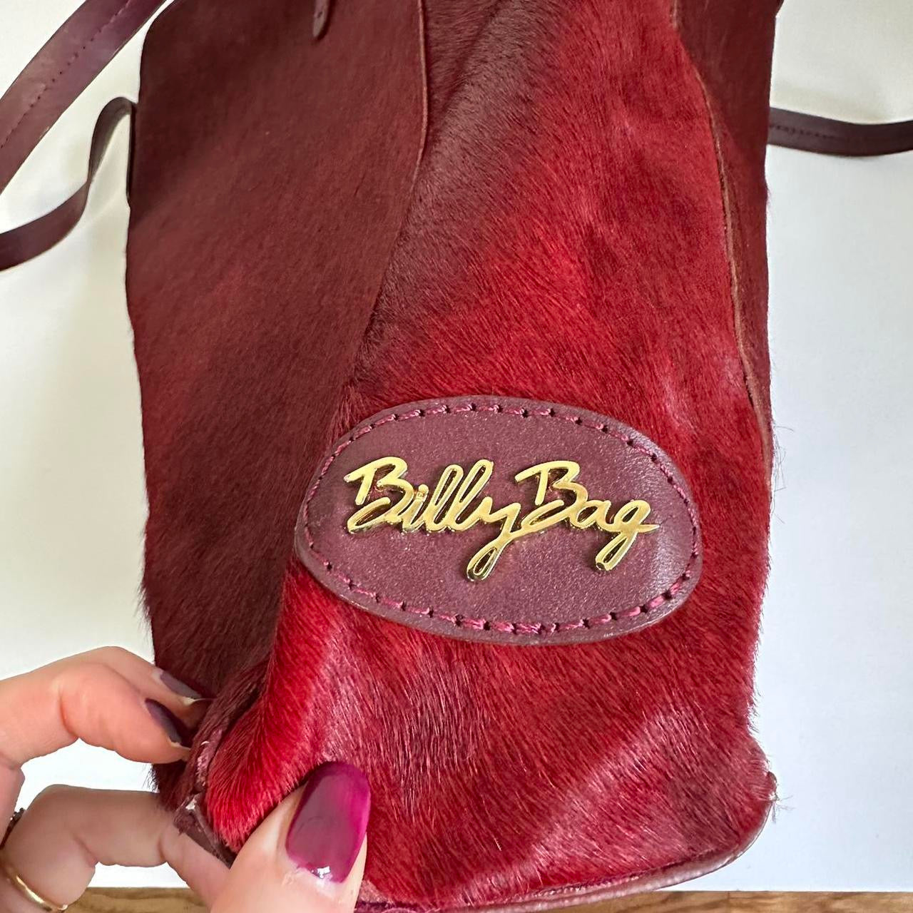 Vintage burgundy pony hair handbag