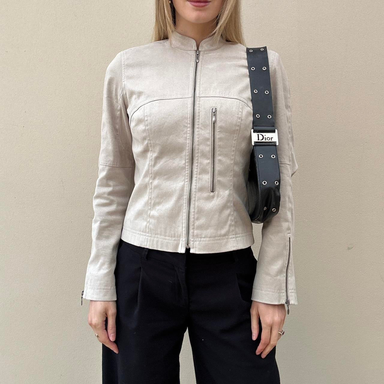 Faux suede biker jacket