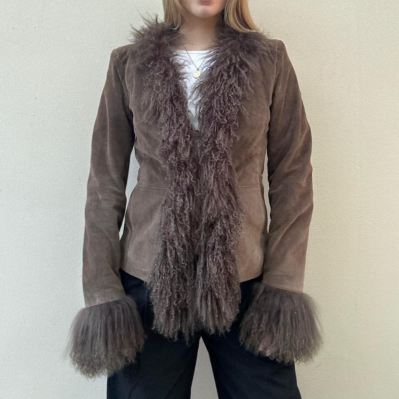 Vintage 00s chocolate brown afghan coat