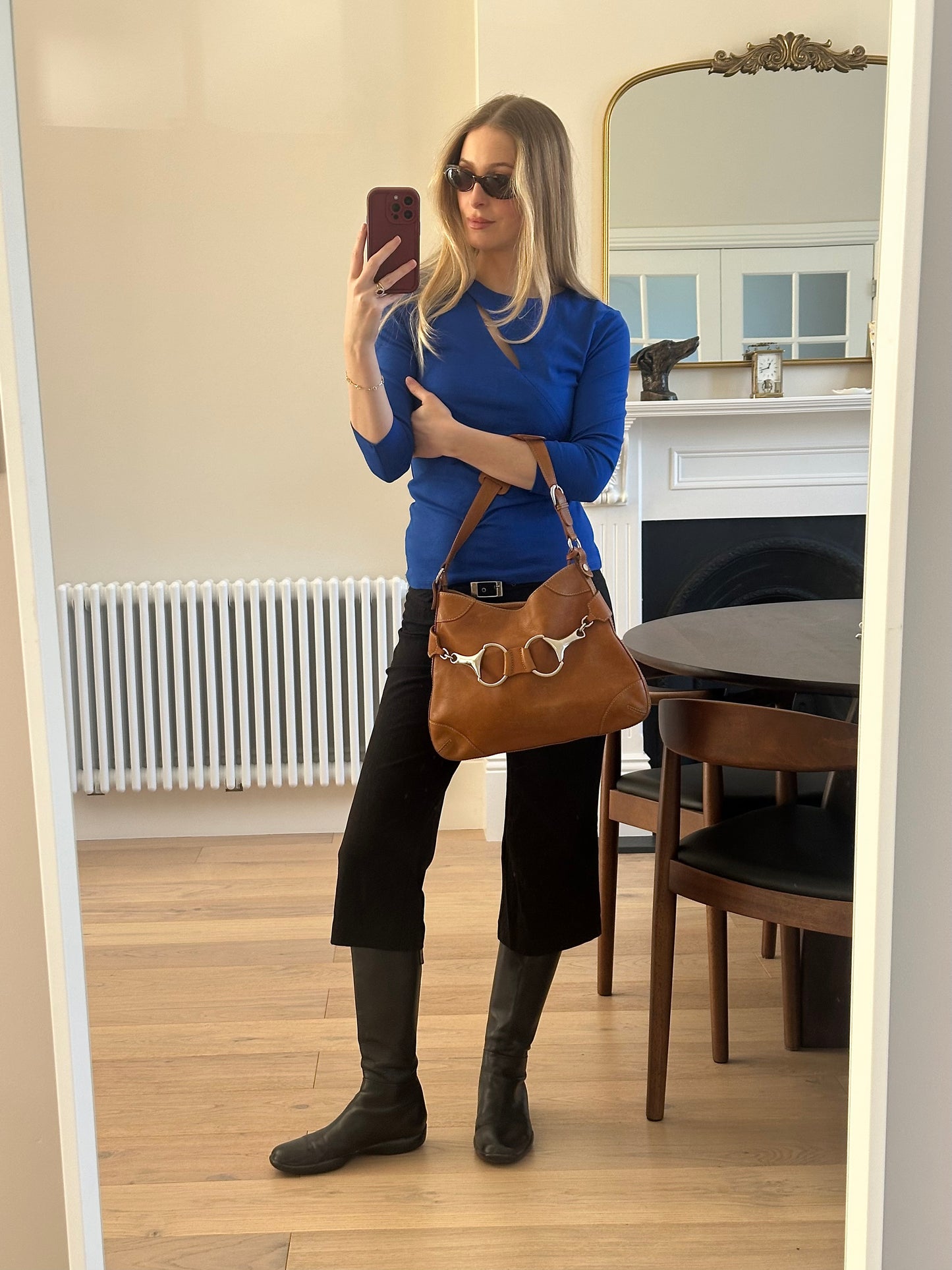 Vintage cobalt blue 3/4 sleeve top