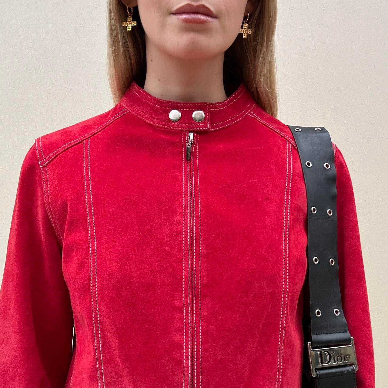Vintage 00s red suede biker jackets