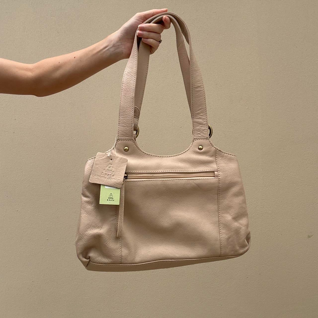 Cream leather shoulder bag