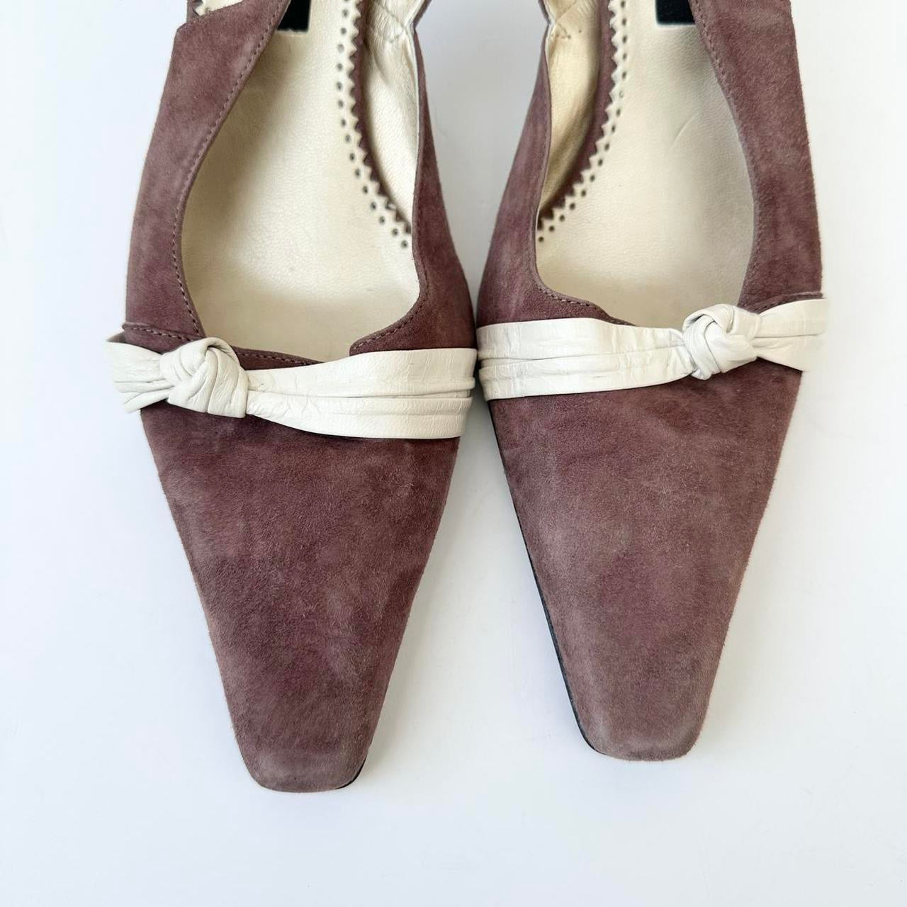 Vintage mushroom suede kitten heels