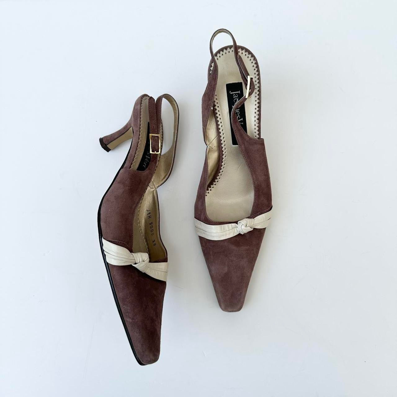 Vintage mushroom suede kitten heels