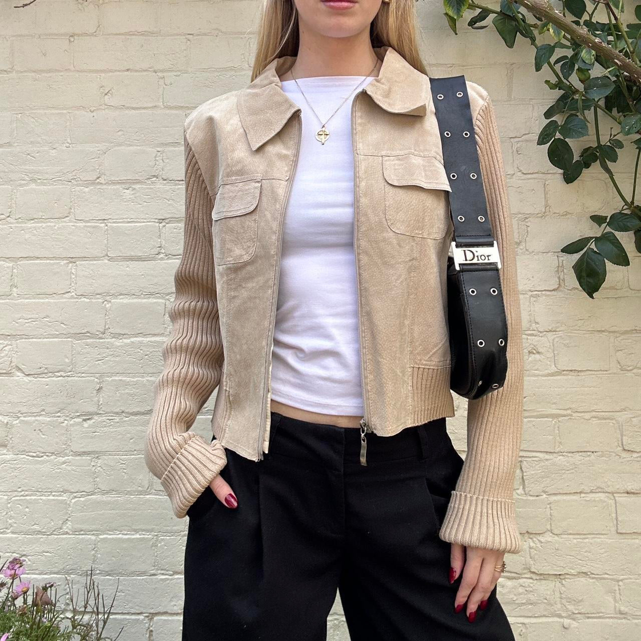 Vintage suede & knit jumper jacket