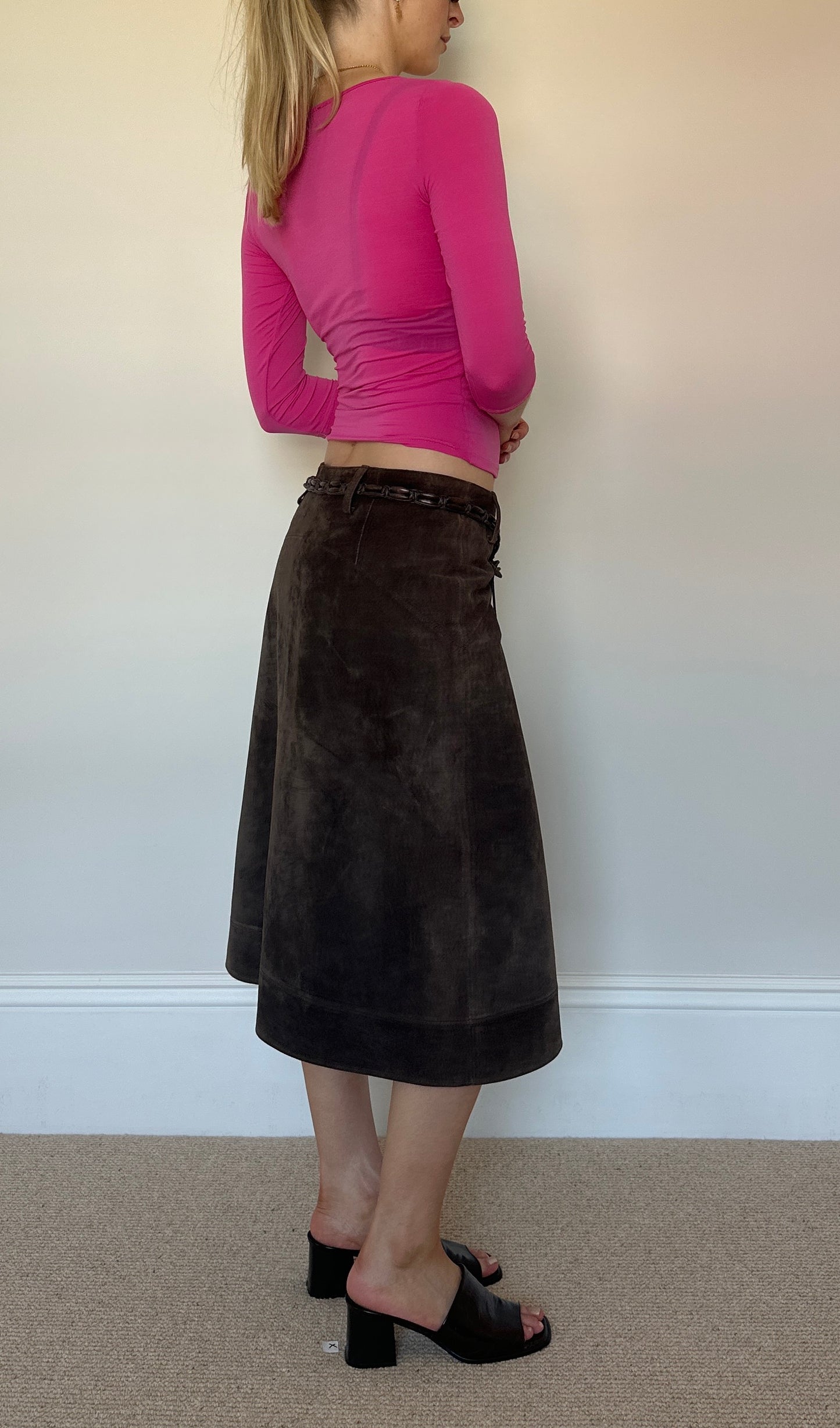 Vintage real suede brown skirt