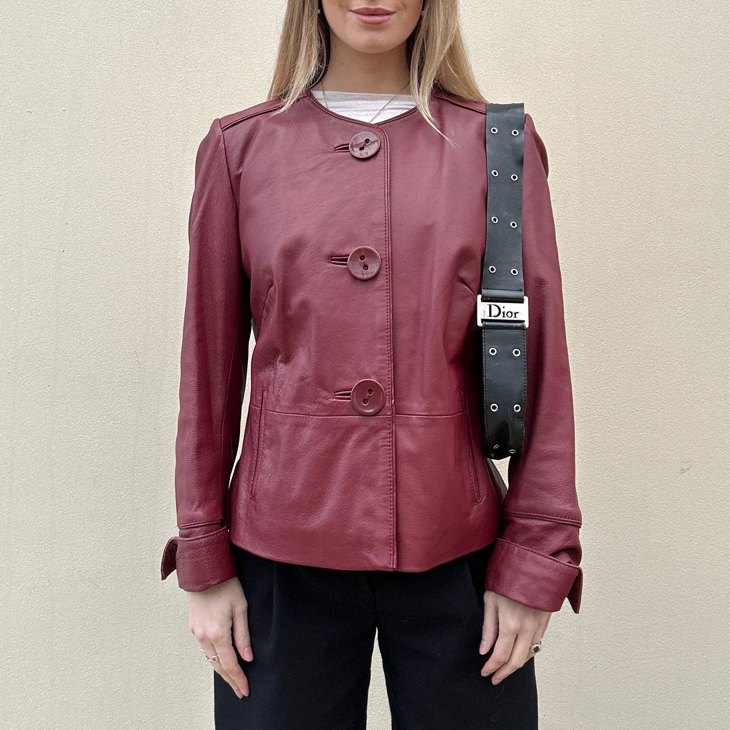 Vintage 00s burgundy leather jacket