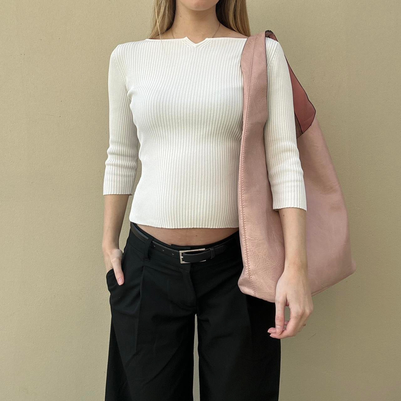Dusty Pink faux leather slouch bag