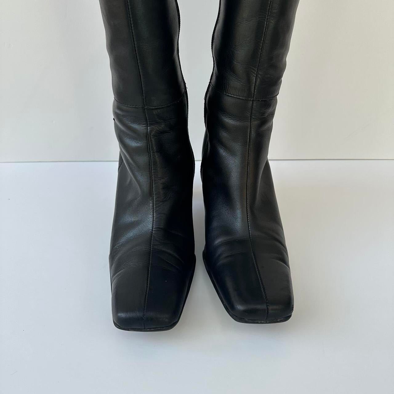 Black leather boots