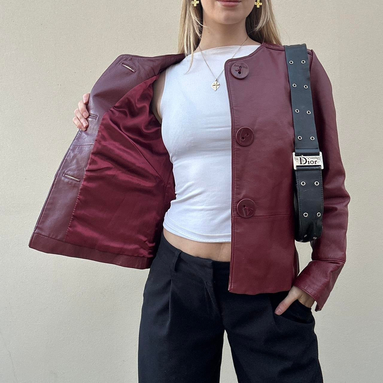 vintage burgundy leather jacket