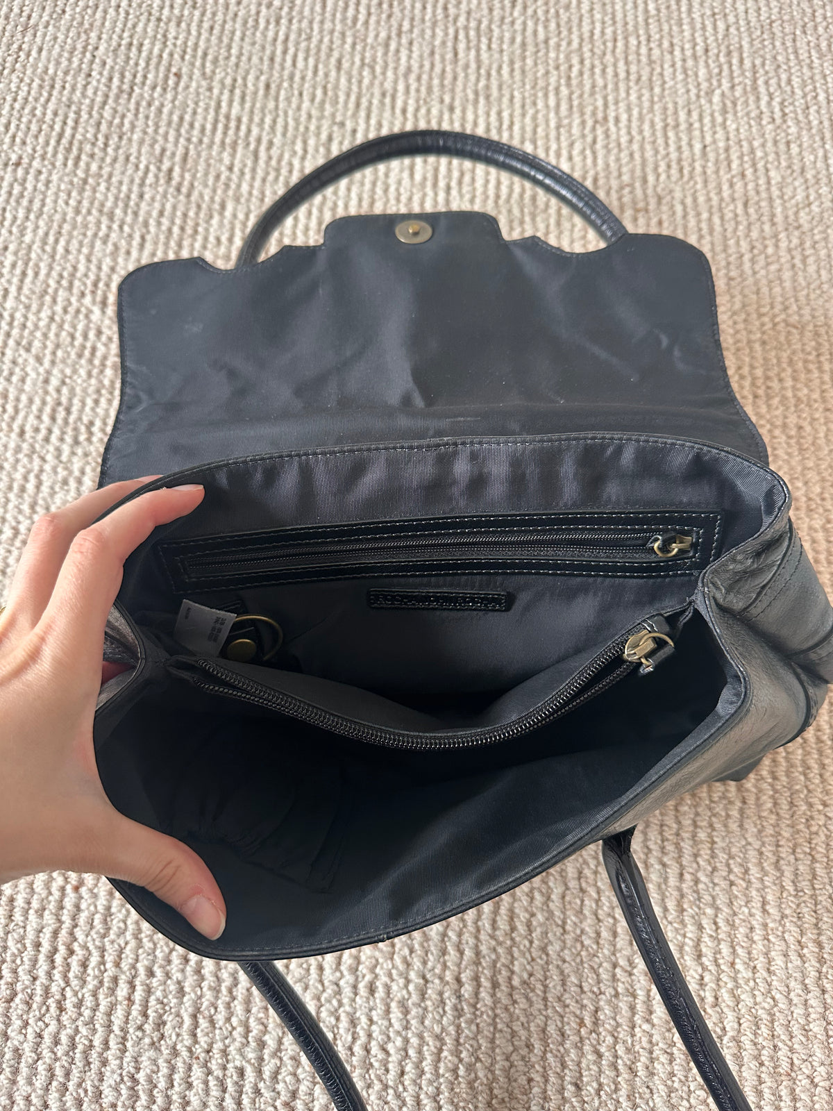 Vintage leather brogue bag