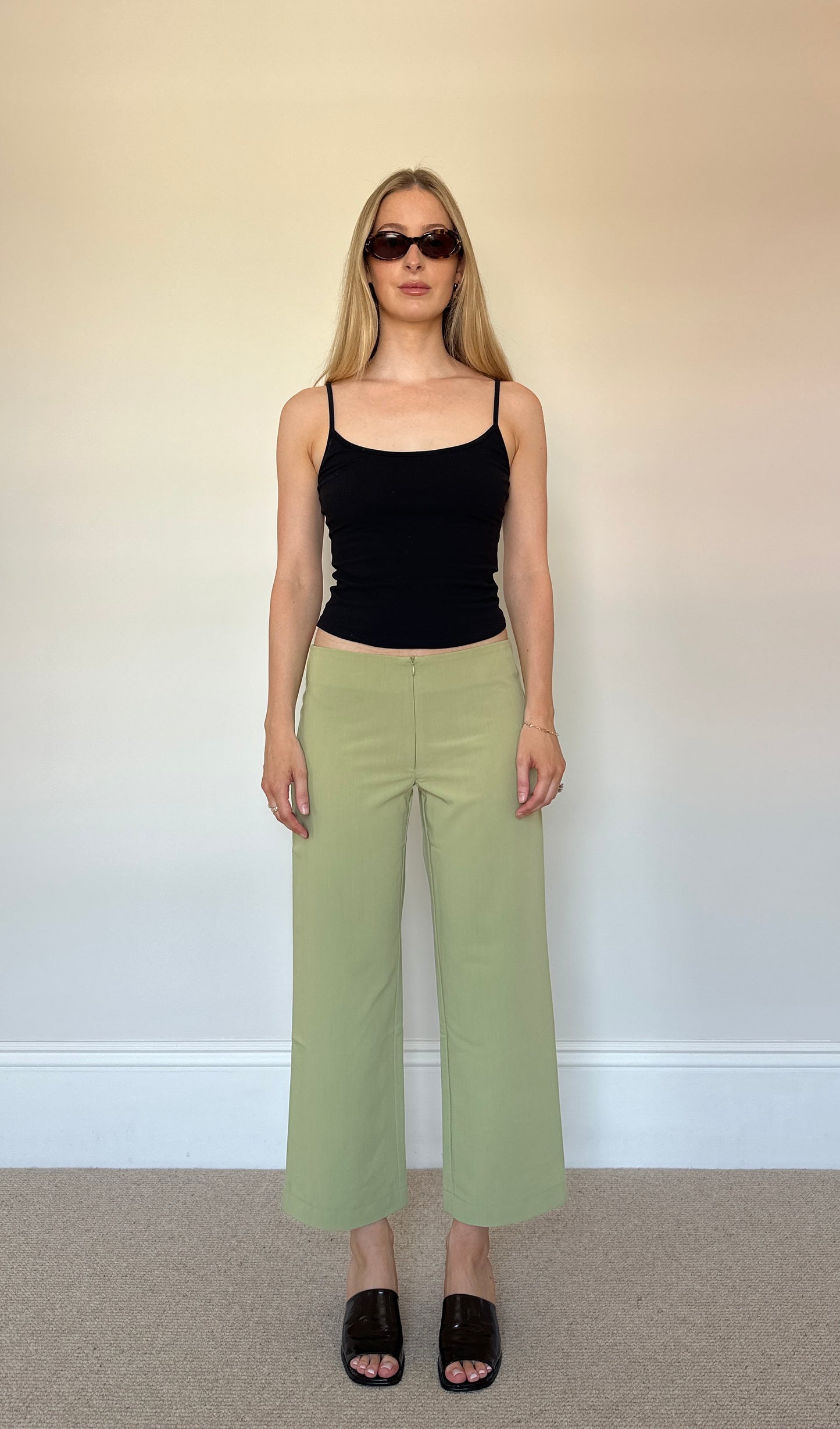 Sage green capri trousers