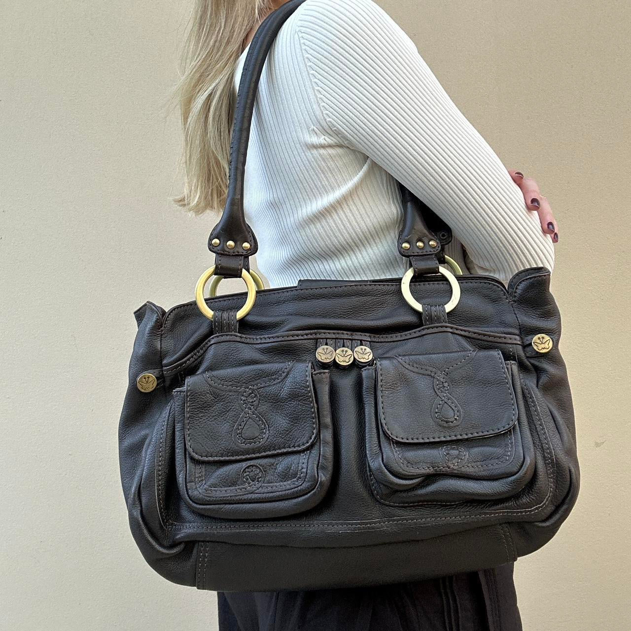 Vintage Brown leather shoulder bag