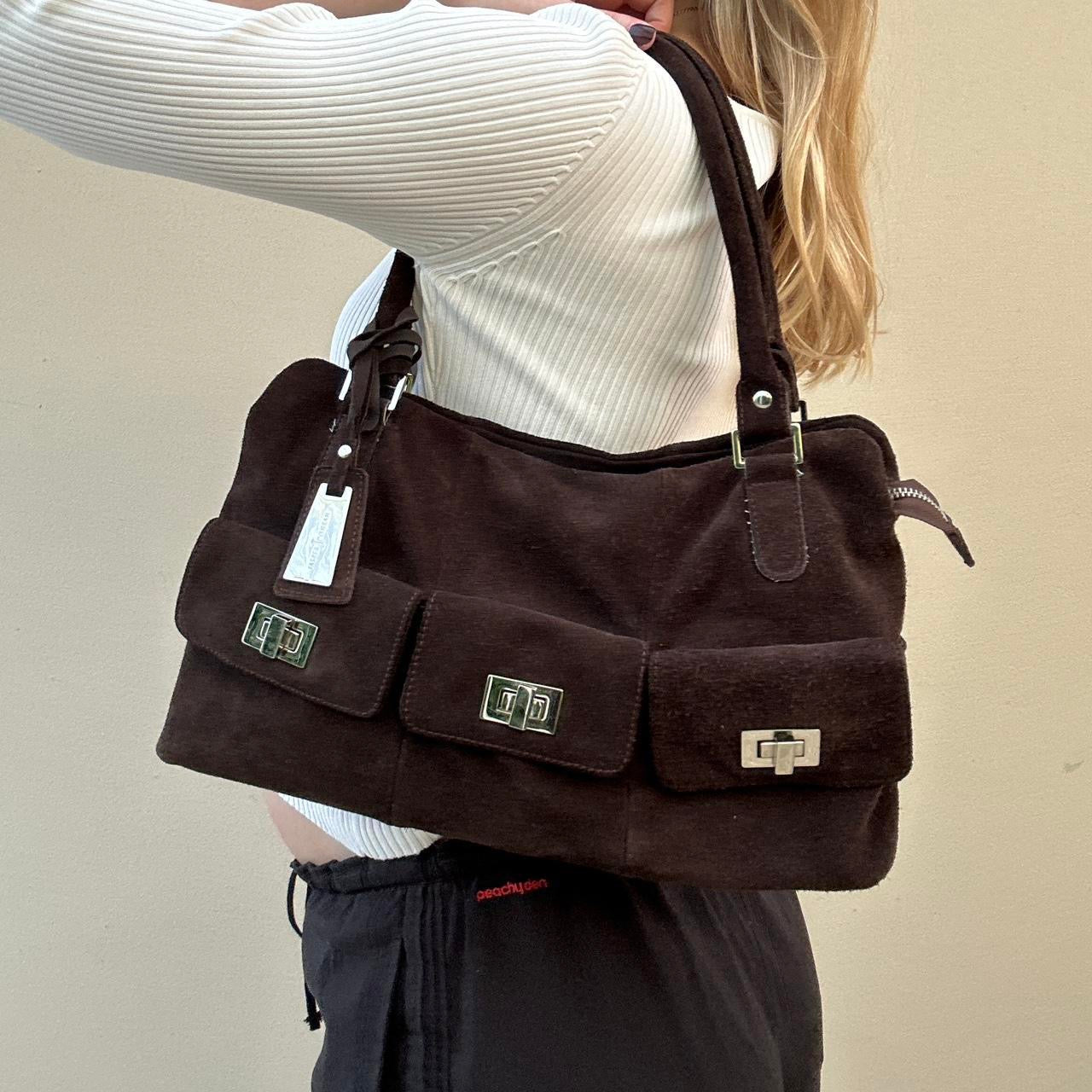 00s Brown suede shoulder bag