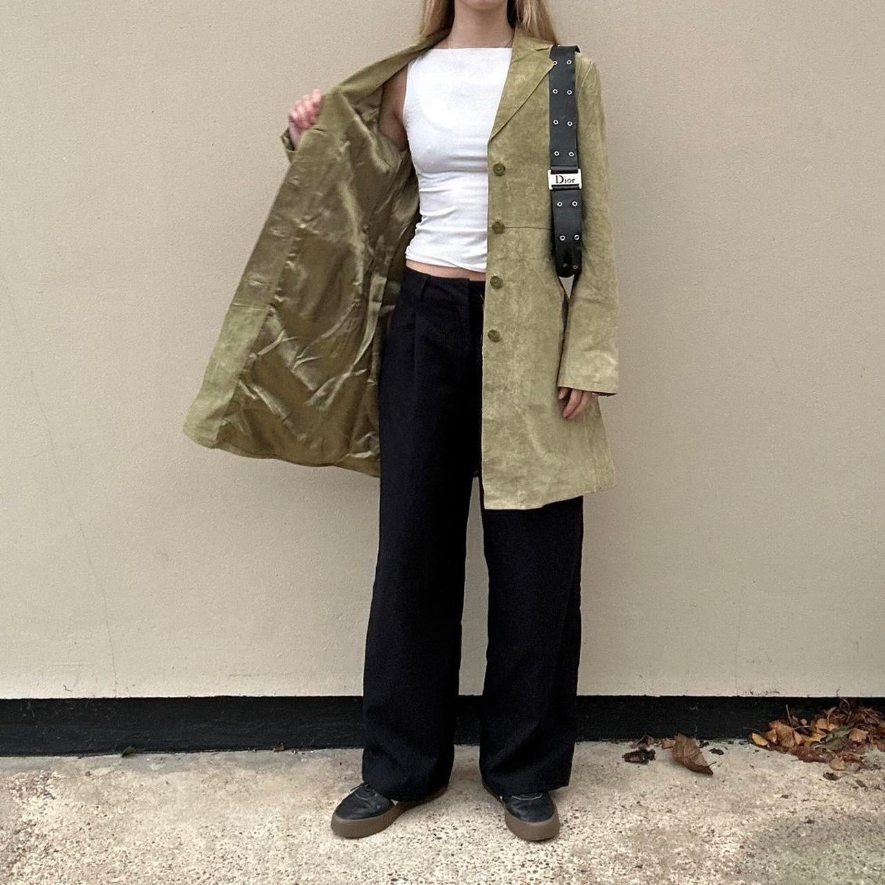 Vintage 00s sage green suede jacket