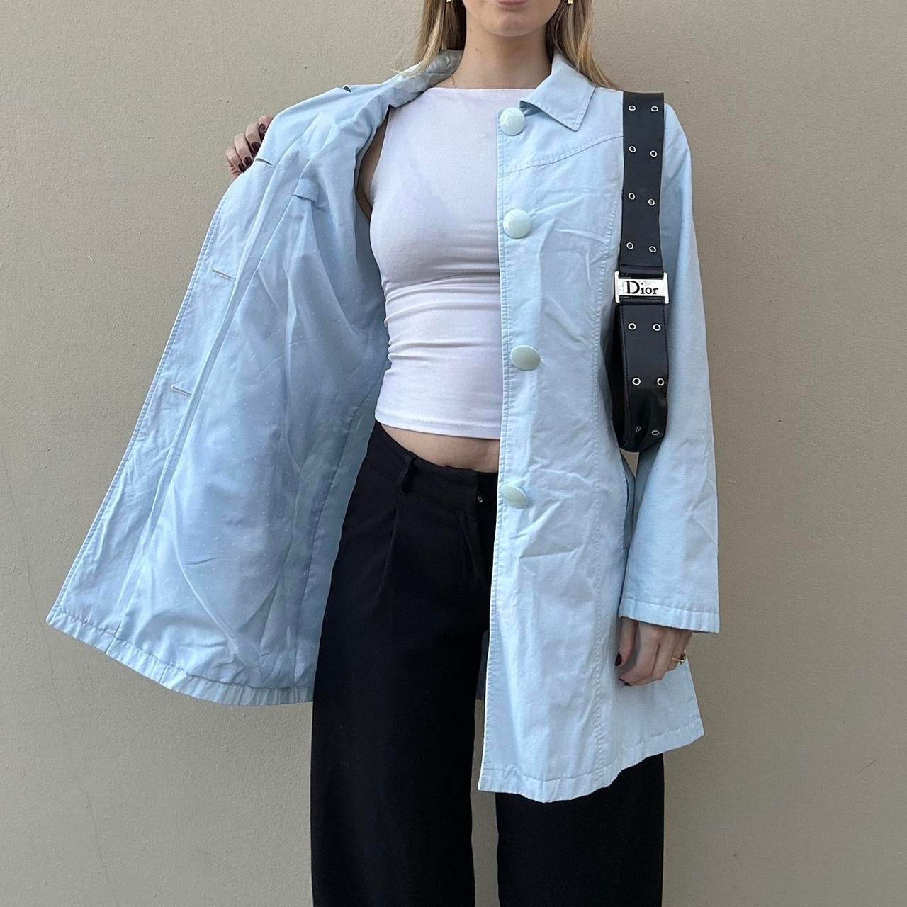 Vintage 00s baby blue trench coat