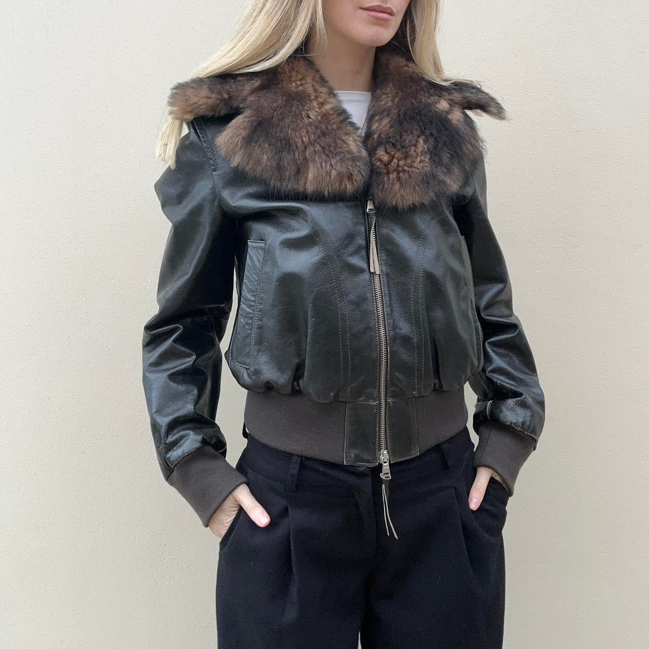 Vintage 00s leather bomber jacket