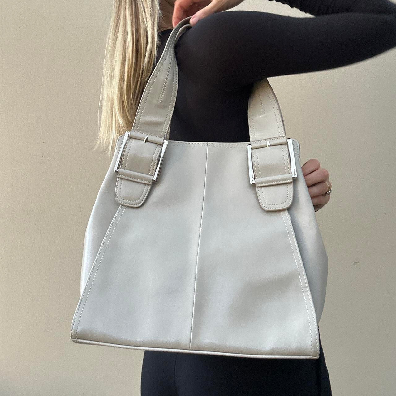 Vintage 00s cream leather buckle bag